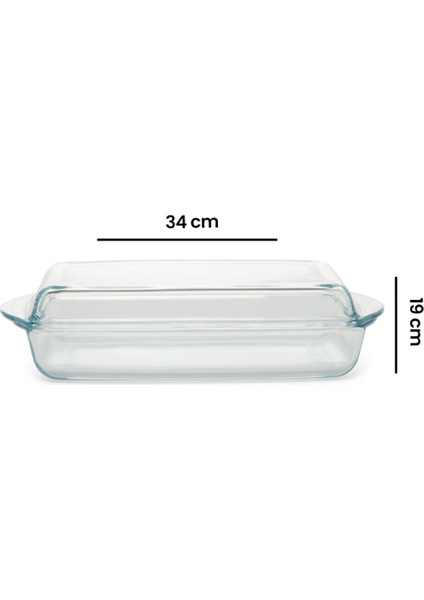 Içli Kapaklı Dikdörtgen Cam Saklama Kabı 1950 Ml, Beyaz fırsatları