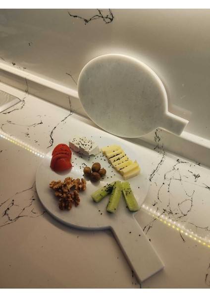 Beyaz Mermer Dekoratif Tabak ve Çok Amaçlı Sunum Kaseleri Seti modelleri