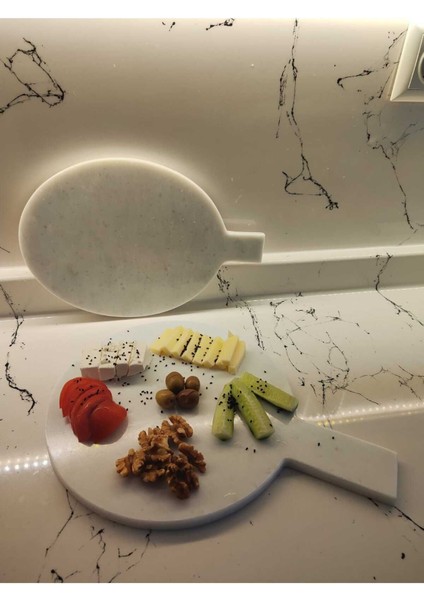 Beyaz Mermer Dekoratif Tabak ve Çok Amaçlı Sunum Kaseleri Seti fırsatları