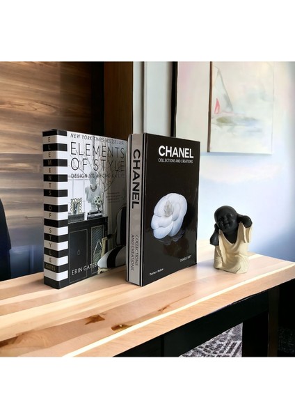 Şık Siyah Dekoratif Kitap Kutusu Çift Seti