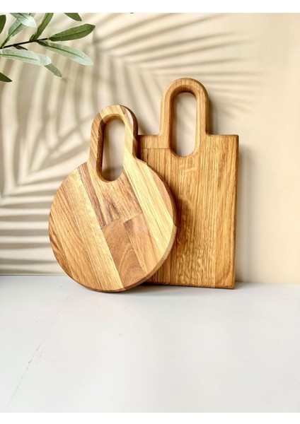 Kahverengi 2'li Kulplu Kesme Tahtası, Pratik ve Şık Mutfak Aksesuarı