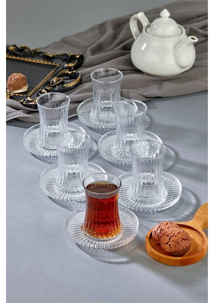 Şeffaf Turuncu Çay Bardağı ve Tabak Seti, Şık ve Estetik Tasarım. fırsatları