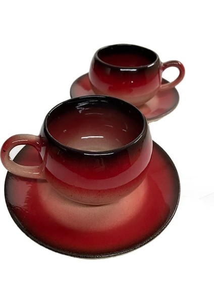 Kırmızı Siyah Dekoratif Çay Kahve Fincan Seti 2 Kişilik Şık Tasarım fiyatları