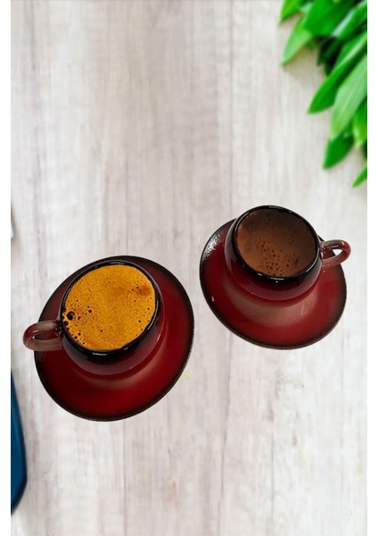 Kırmızı Siyah Dekoratif Çay Kahve Fincan Seti 2 Kişilik Şık Tasarım indirimleri