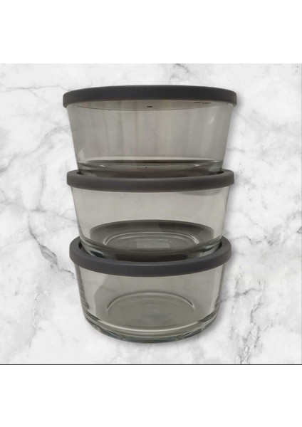 Gri 3'lü Yuvarlak Saklama Kabı 800 Cc, Kapaklı, Pratik ve Şık Tasarım fiyatları