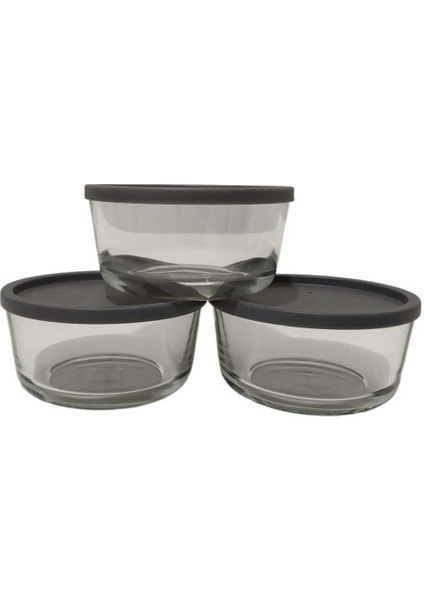 Gri 3'lü Yuvarlak Saklama Kabı 800 Cc, Kapaklı, Pratik ve Şık Tasarım modelleri
