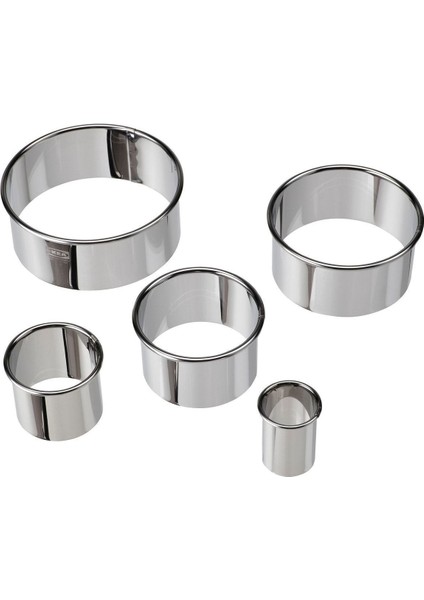 Paslanmaz Çelik 5'li Yuvarlak Hamur Şekillendirici ve Kesici Seti