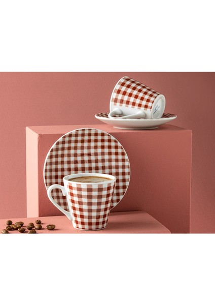 Bordo 4'lü Porselen Kahve Fincan Takımı 80 Ml, Şık ve Zarif Tasarım