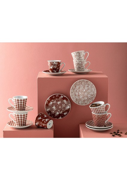 Bordo 4'lü Porselen Kahve Fincan Takımı 80 Ml, Şık ve Zarif Tasarım modelleri