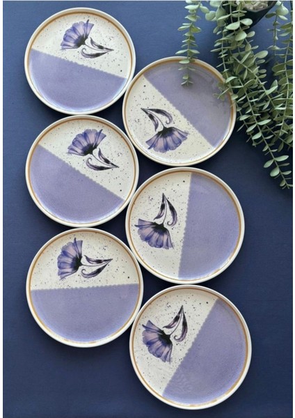 Mor Gelincik Desenli 6'lı Servis/pasta Tabağı Takımı fiyatları