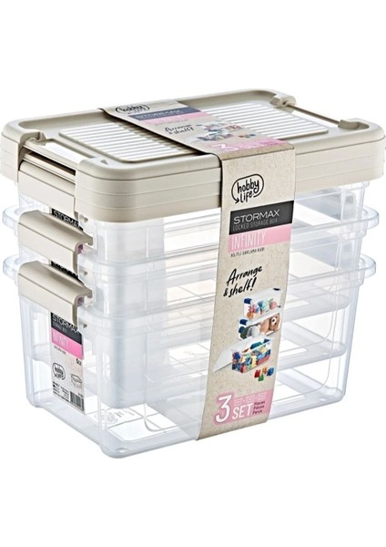 Renkli Çok Amaçlı Saklama Kabı Seti, 3 Parça, Dayanıklı ve Şık Tasarım