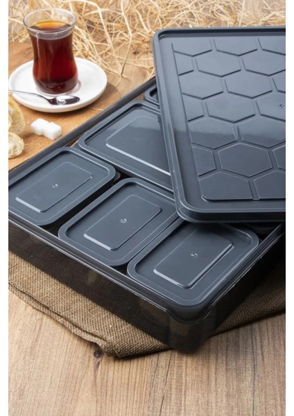 16 Parça Gri Saklama ve Düzenleme Kabı Seti, Kahvaltı Organizasyonu modelleri