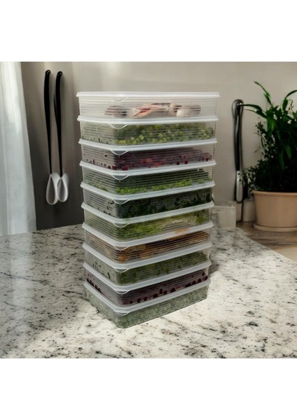Büyük Boy 10'lu Dikdörtgen Vakumlu Sızdırmaz Saklama Kabı Seti, Beyaz fırsatları