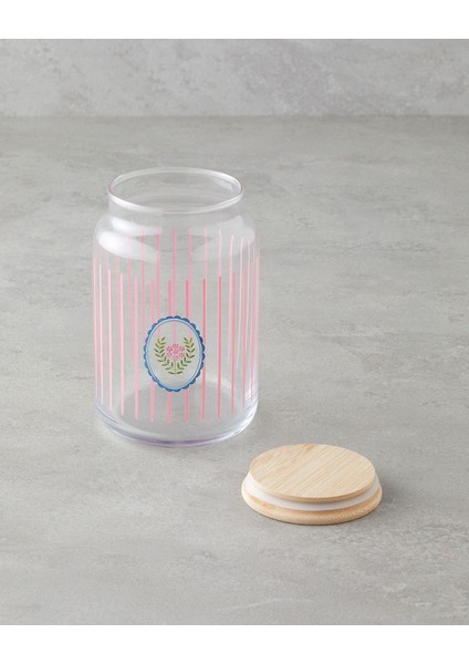Çerçeveli Pembe Cam Kavanoz 800 Ml, Retro Tarzı, Şık ve Kullanışlı Tasarım fiyatları