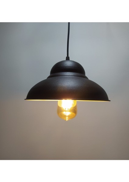 Retro Rustik Metal Avize, Siyah ve Altın Detaylı, Şık ve Vintage Tarzı Işıklandırma