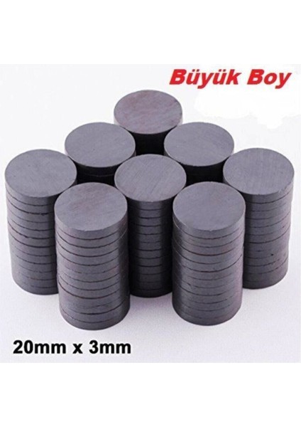 50 Adet 20X3 Büyük Yuvarlak Ferrit Mıknatıs, Kokulu Taş Nişan Süsleme Paketi