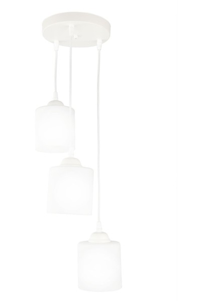 Şık 3'lü Cam Avize, Modern Tasarım ve Parlak Beyaz Renk ile Yaşam Alanınıza Şıklık Katın fiyatları