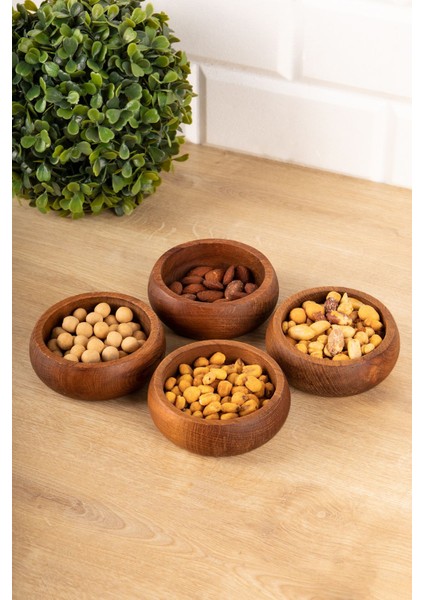 4'lü Doğal Koyu Renk Ahşap Çerezlik Kase Seti, Şık ve Kullanışlı! fiyatları