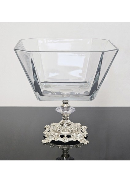 Ayaklı Döküm Gümüş Salata Kasesi, Şık ve Dayanıklı Mutfak Aksesuarı