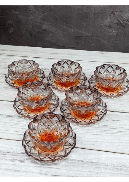 12 Parça Renkli Kristal Cam Çerezlik Kase ve Tabak Seti, Şık ve Zarif Tasarım modelleri