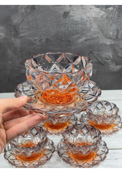 12 Parça Renkli Kristal Cam Çerezlik Kase ve Tabak Seti, Şık ve Zarif Tasarım fırsatları