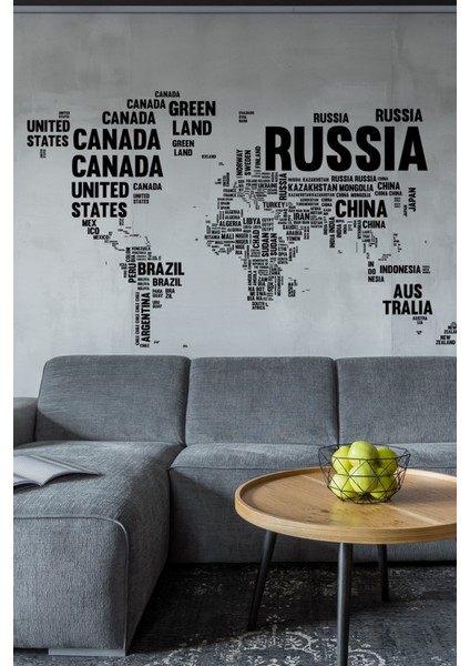 Beyaz Dünya Haritası, Ülke Isimleri Yazılı, Öğrenmeye ve Dekorasyona Uygun fiyatları