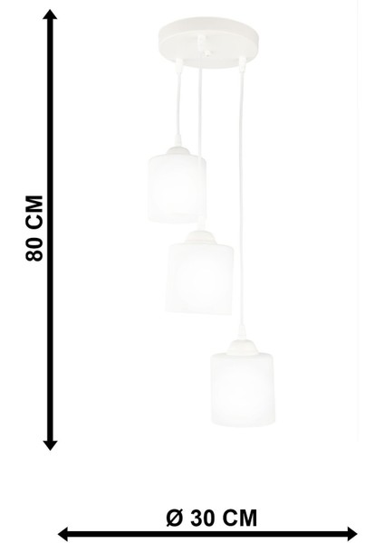 Şık 3'lü Cam Avize, Modern Tasarım ve Parlak Beyaz Renk ile Yaşam Alanınıza Şıklık Katın indirimleri