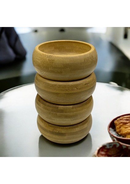 4'lü ve 284'LÜ Bej Bambu Kase Çerezlik Seti, Şık ve Kullanışlı Tasarım