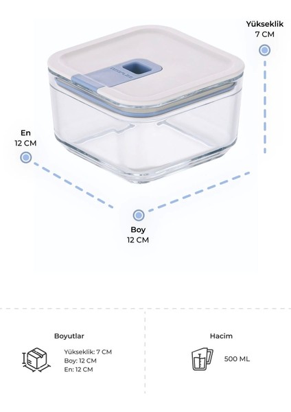 Bej Kare Cam Saklama Kabı 500ML, Sağlam ve Şık Tasarım indirimleri