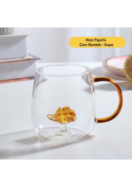 Brosilikat Cam Bardak, Şık ve Sevimli Kirpi Figürlü Kupa, Beyaz Renkli Içecek Kabı fırsatları
