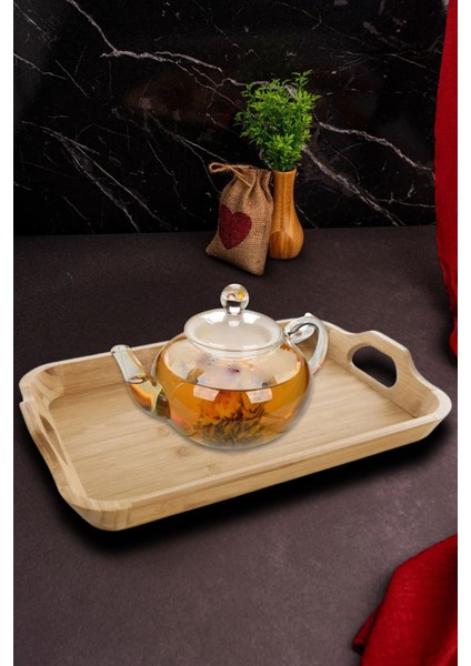 Bambu Dikdörtgen Servis Tepsisi 41X28 Cm, Şık ve Şeffaf Sunum Için Ideal