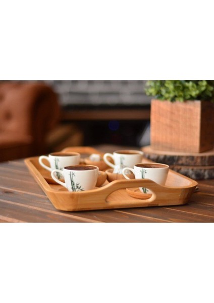 Bambu Dikdörtgen Servis Tepsisi 41X28 Cm, Şık ve Şeffaf Sunum Için Ideal fırsatları