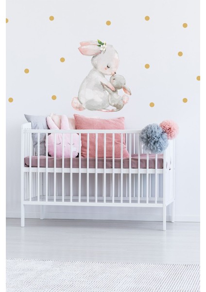 Beyaz Tavşanlar Puantiyeli Duvar Sticker Seti, Sevimli ve Şık Dekorasyon Için Ideal fiyatları
