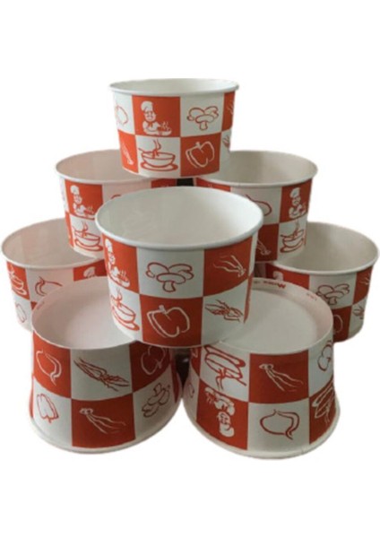 Beyaz 16 Oz 500 ml Karton Çorba Kasesi ve Kapak Seti 100 Adet