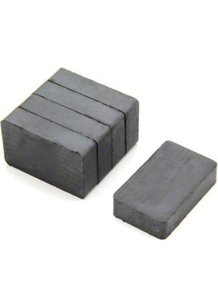 5 Adet 40X25X10 mm Köşeli Ferrit Seramik Mıknatıs Gri