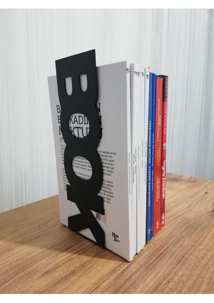 Şık Siyah Metal Dikey Kitap Tutucu ve Desteği 2'li Set
