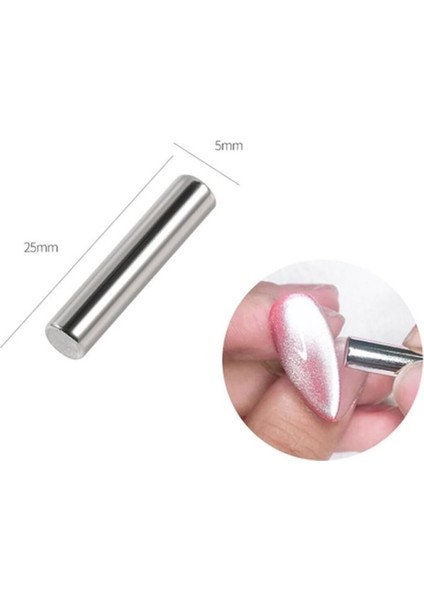 2 Adet Neodyum Mıknatıs, Kedi Gözü Uygulaması, 5X25 Mm, Gümüş Renk