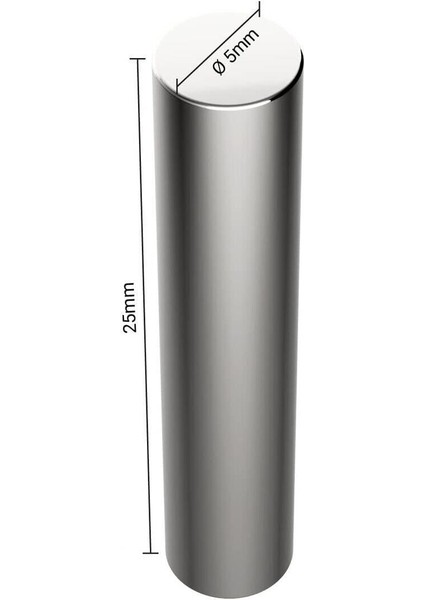 2 Adet Neodyum Mıknatıs, Kedi Gözü Uygulaması, 5X25 Mm, Gümüş Renk