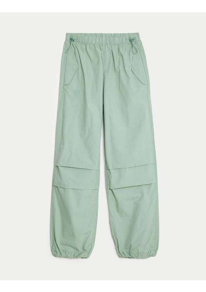 Saf Pamuklu İşleme Detaylı Paraşüt Pantolon (6-16 Yaş)