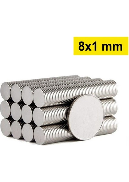 30 Adet Yuvarlak Güçlü Neodyum Mıknatıs, 8x1 Mm, Buzdolabı Magneti