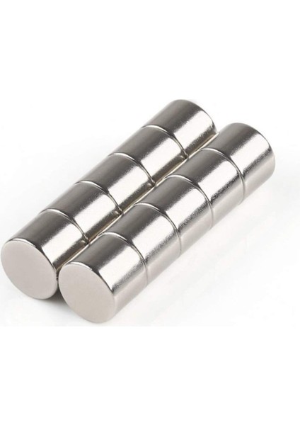 5 Adet Çap 8mm x Kalınlık 5mm Silindir Güçlü Neodyum Mıknatıs Beyaz