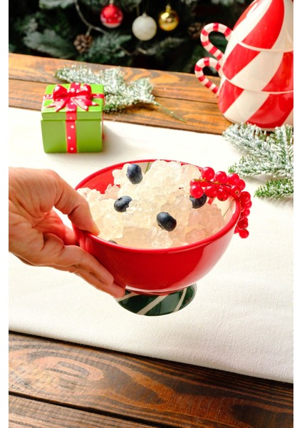 Kırmızı Renkli 15 cm Yılbaşı Desenli Şekilli Kase fiyatları