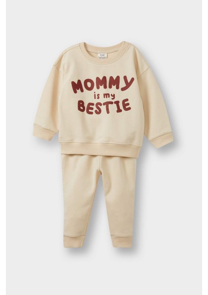 Erkek Bebek 2'li Takım Baskılı Sweatshirt Eşofman Altı