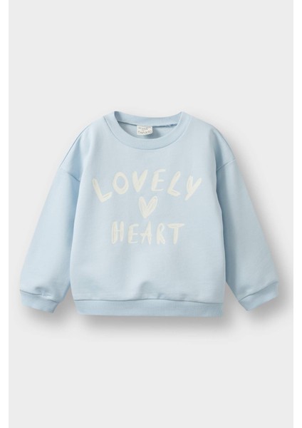 Kız Bebek Bisiklet Yaka Baskılı Sweatshirt E8919A525AU