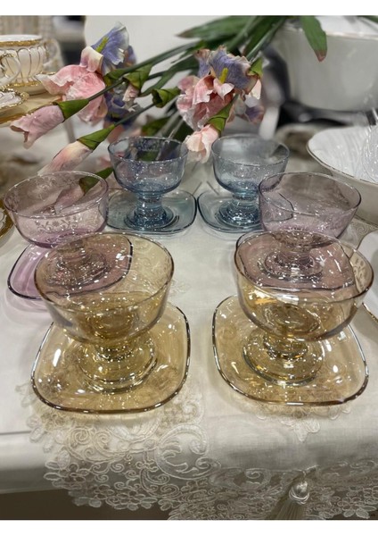 6 Kişilik Renkli 12 Parça Çerezlik ve Sunumluk Seti fiyatları