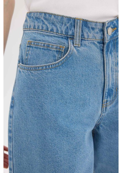 Yüksek Bel Jean Bermuda Şort E0709AX25SM fırsatları