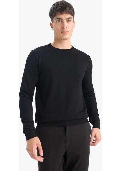 Regular Fit Bisiklet Yaka Basic Düz Premium Triko Kazak A5268AX25AU fırsatları