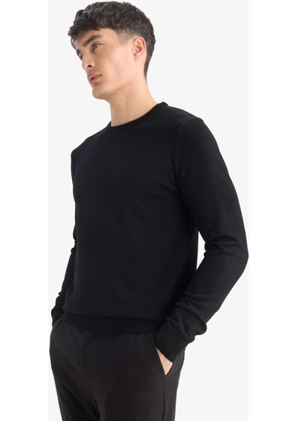 Regular Fit Bisiklet Yaka Basic Düz Premium Triko Kazak A5268AX25AU indirimleri