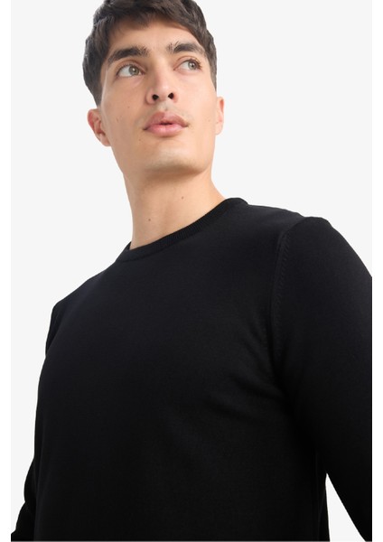 Regular Fit Bisiklet Yaka Basic Düz Premium Triko Kazak A5268AX25AU