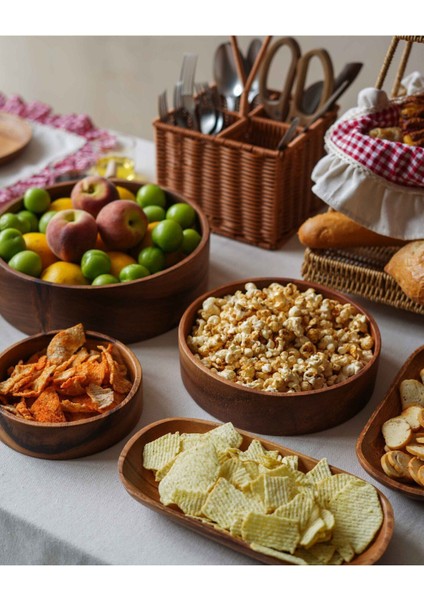 Kahverengi 4’lü Akasya Çerezlik ve Kahvaltılık Kase Takımı fırsatları